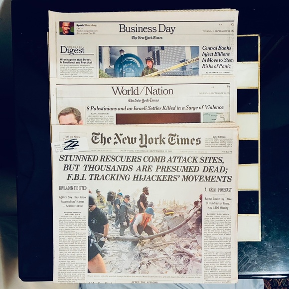 Thursday, 9/13/2001 edition of The New York Times - Picture 2 of 5